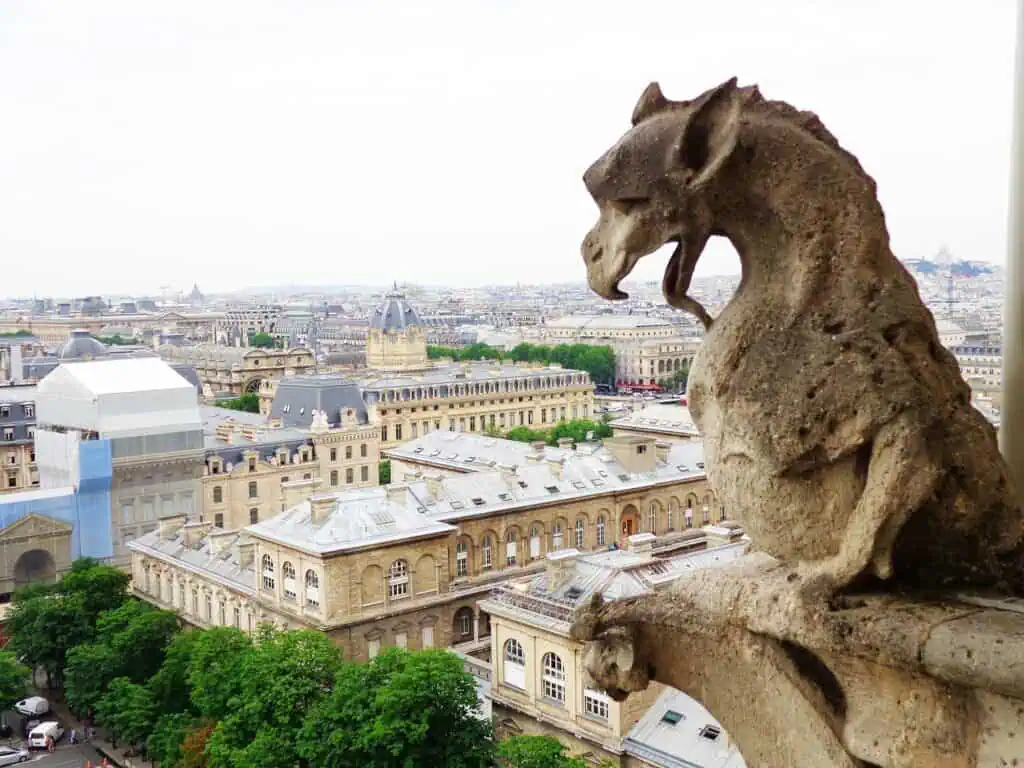 25 of the Best Things to Do in Paris That (Mostly) Won't Break the Bank 21 Gargoyle at the top of Notre Dame Tower