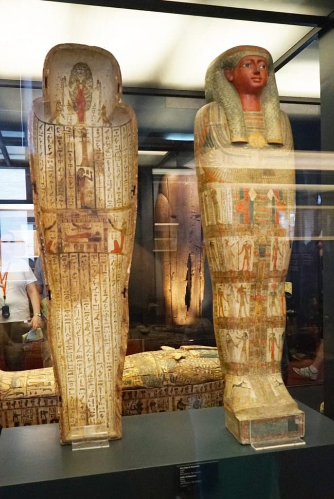 What Is There to See in the Vatican Museums? Walkthrough Guide + Travel Tips 13 Open sarcophagus with carved reliefs displayed in the Gregorian Egyptian Museum at the Vatican Museums, in Vatican City.