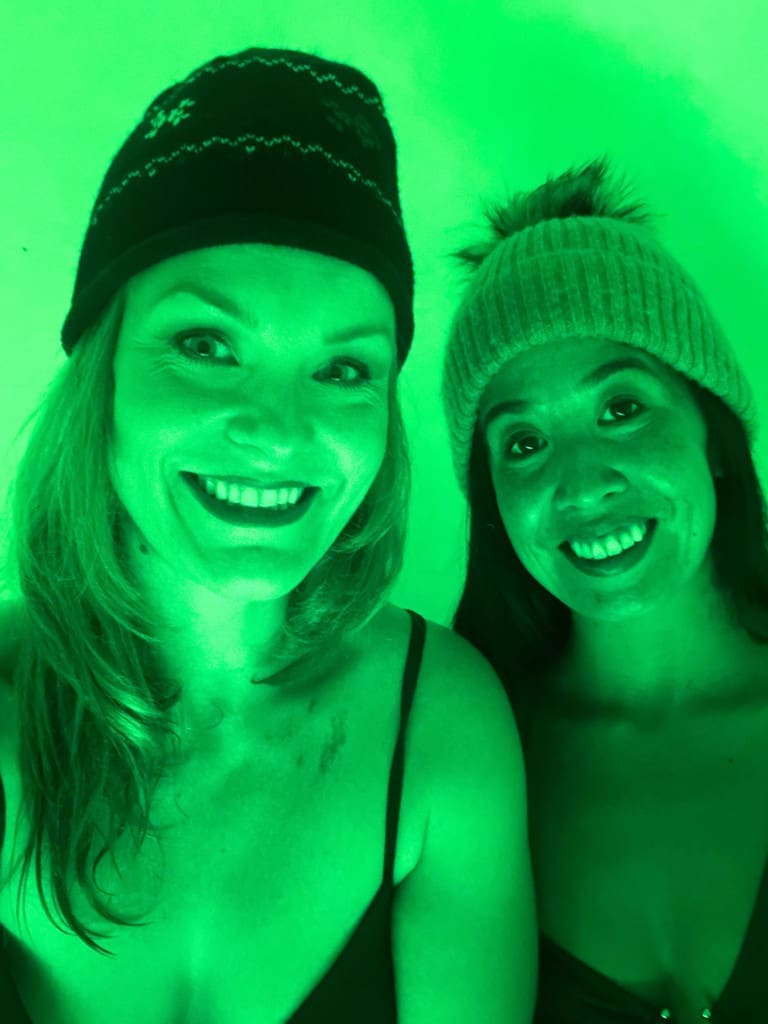 The Best Hotels in Rovaniemi, Finland: Comparing My Glass Igloo Stay with the City Center 46 Women enjoying a snow sauna in Finland's Arctic SnowHotel & Glass Igloos
