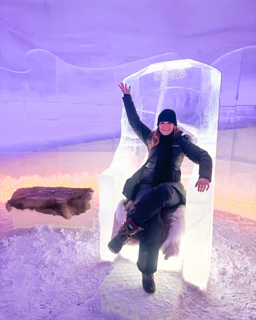 30 of the Best Things to Do in Rovaniemi, Finland, This Winter 61 Woman enjoying winter activities at Snowman World in Rovaniemi, Finland.