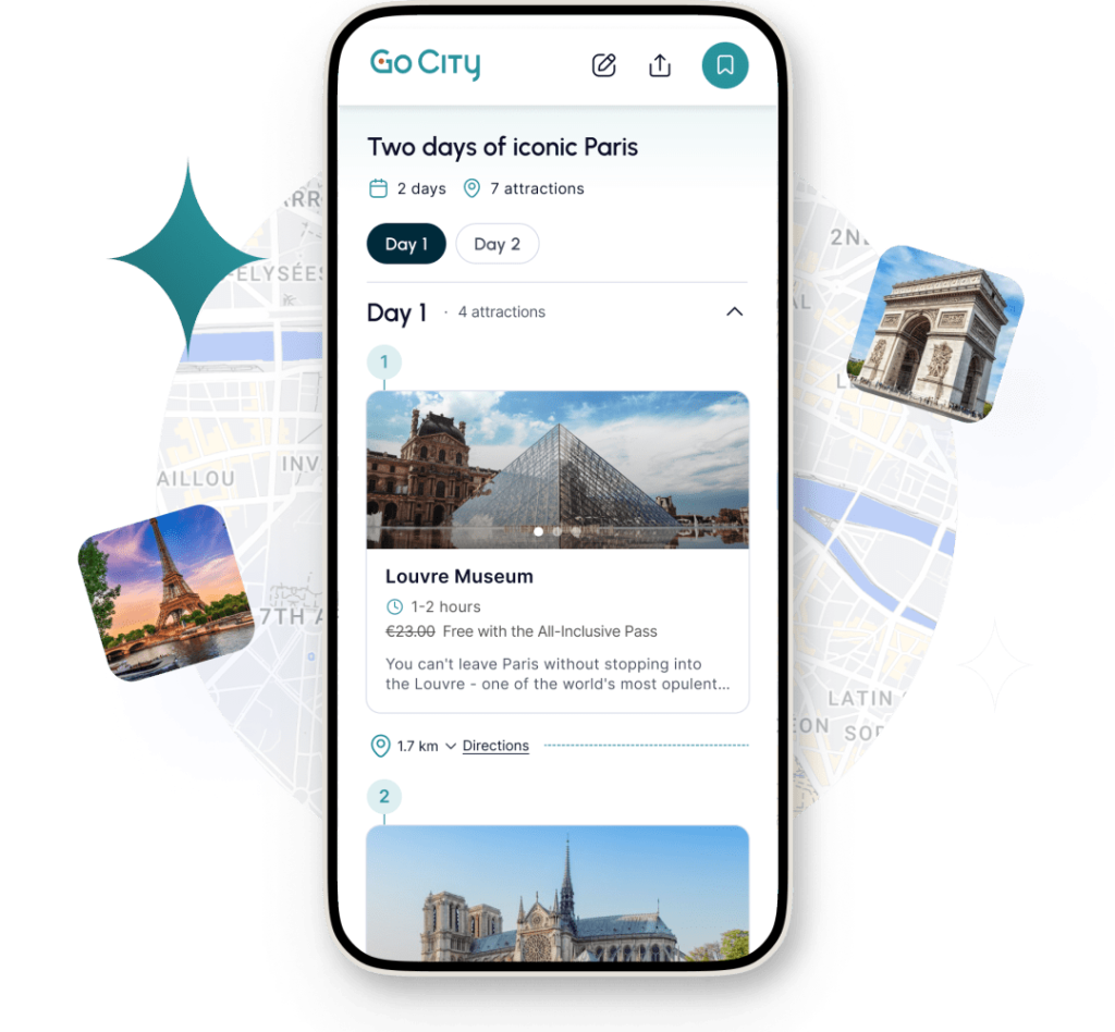 Paris Pass vs. Paris Museum Pass: Ultimate Guide to Choosing the Best Tourist Card for Your Trip 2 go city app paris france itinerary screenshot