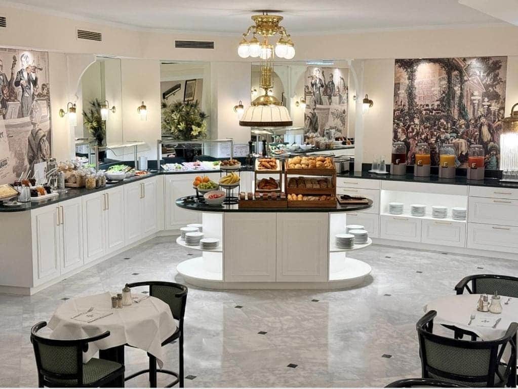 Where to Stay in Vienna, Austria: My Favorite Areas + Best Budget Hotels 74 hotel johann strauss breakfast buffet marble floor vienna austria