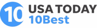 Home 21 USA Today 10Best logo featuring a blue circle with a white "10," alongside "USA TODAY" in black and "10Best" in blue sans-serif type.