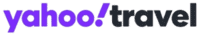 Home 22 Yahoo Travel brand logo, purple and black lettering with exclamation mark icon